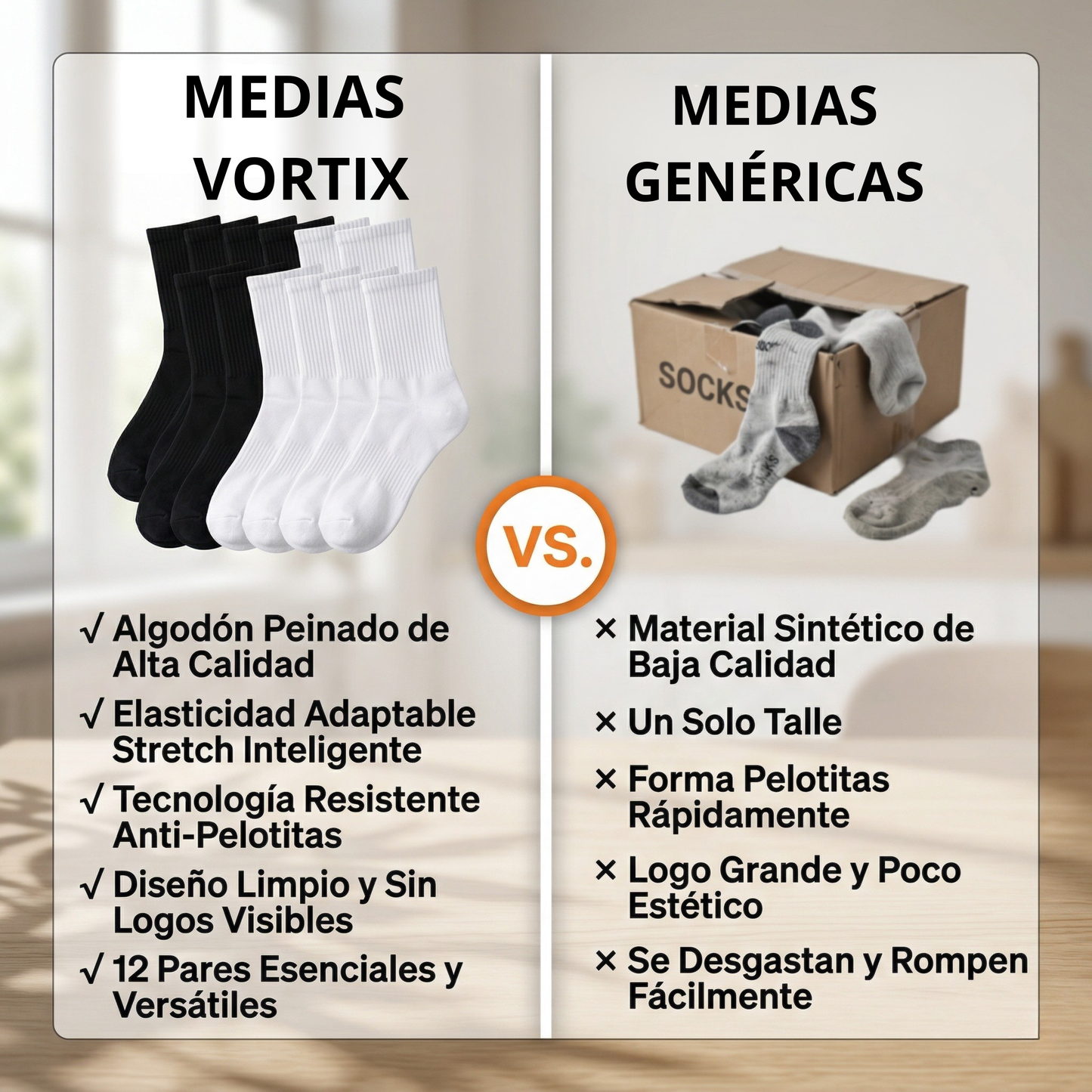 Set de 12 Pares de Medias Esenciales – Pensadas para tu rutina diaria