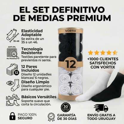 Set de 12 Pares de Medias Esenciales – Pensadas para tu rutina diaria