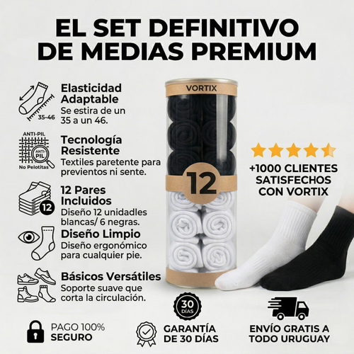 Set de 12 Pares de Medias Esenciales – Pensadas para tu rutina diaria