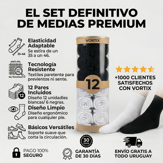 Set de 12 Pares de Medias Esenciales – Pensadas para tu rutina diaria